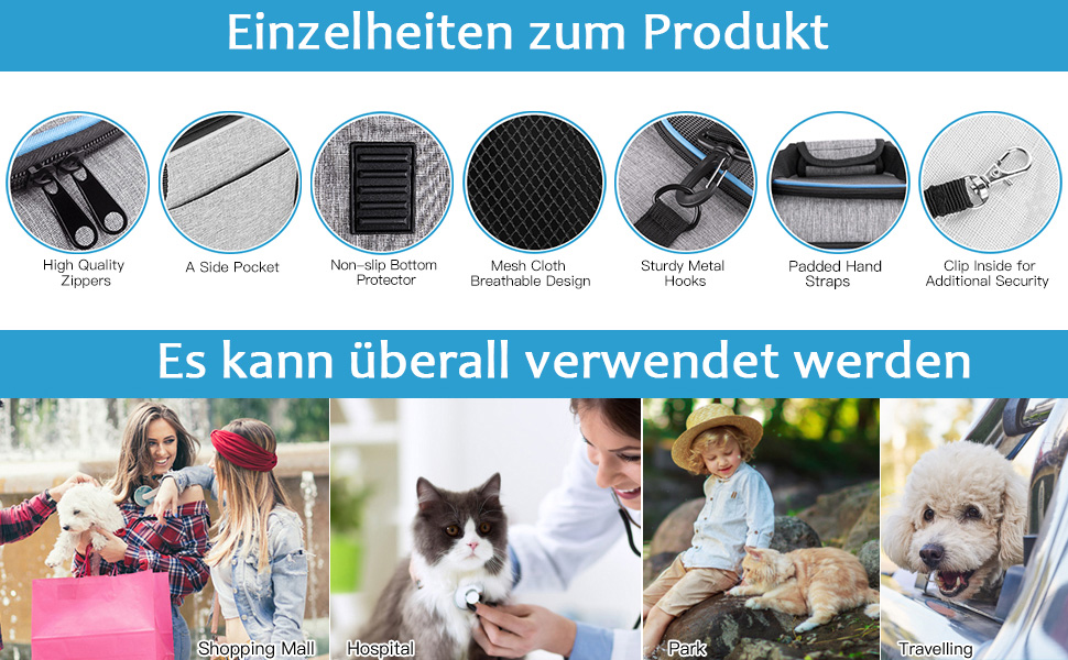 Транспортна переноска для кота Wuudi, складана сумка для собак, переноска для кота для подорожей літаком/автомобілем, дихаюча переноска для кота, маленькі собаки в авто