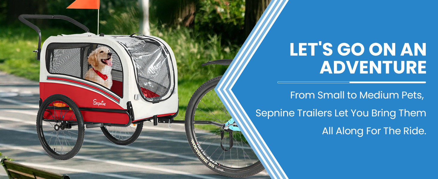 SEPNINE® Причеп для собак на велосипед, 2-в-1, для тварин до 30 кг, червоний