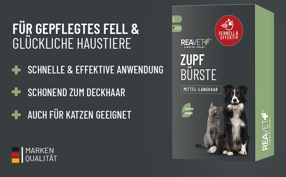 Щітка для собак та котів ReaVET: видаляє підшерсток, ковтуни та розплутує шерсть. Великі породи. (L)
