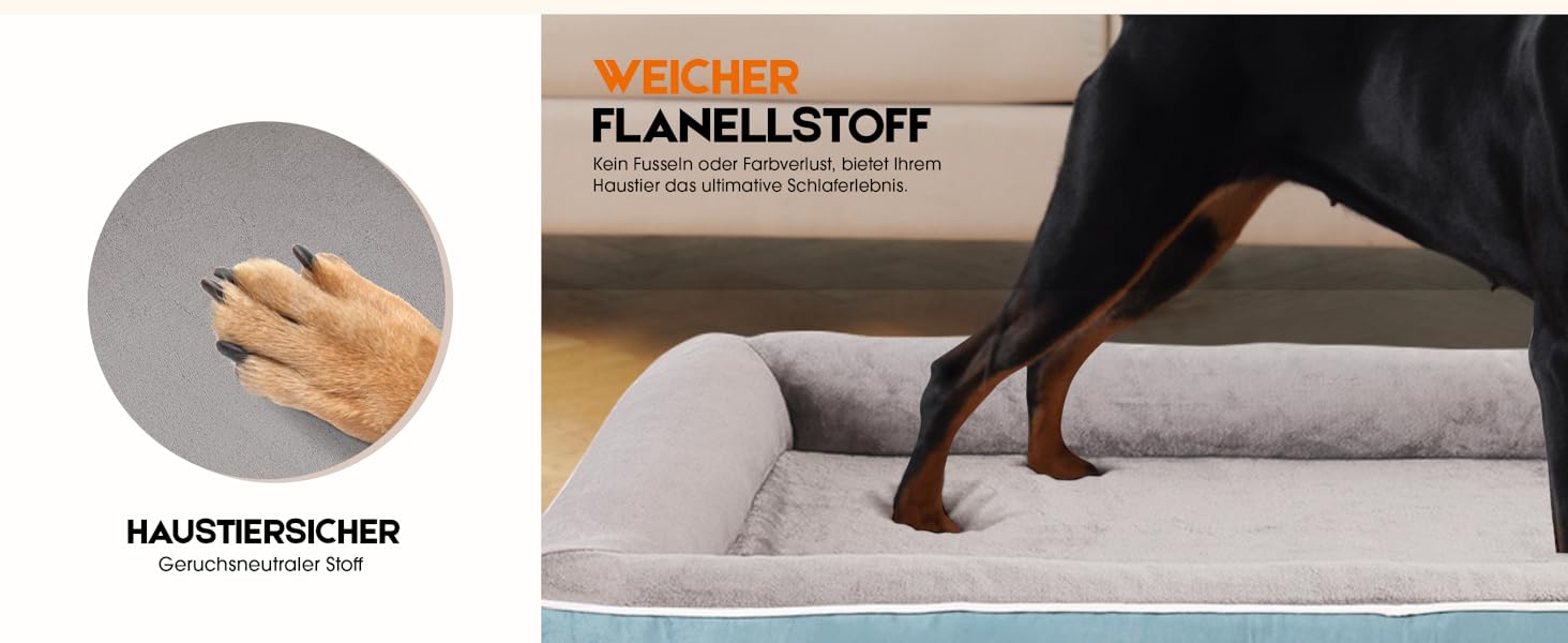 Ортопедичне ліжко для собак XL, корзина для собак, що можна прати, з яєцеподібною піною, водонепроникний диван для собак з неслизьким дном та чотиристоронньою подушкою (117x76x19 см, блакитний)