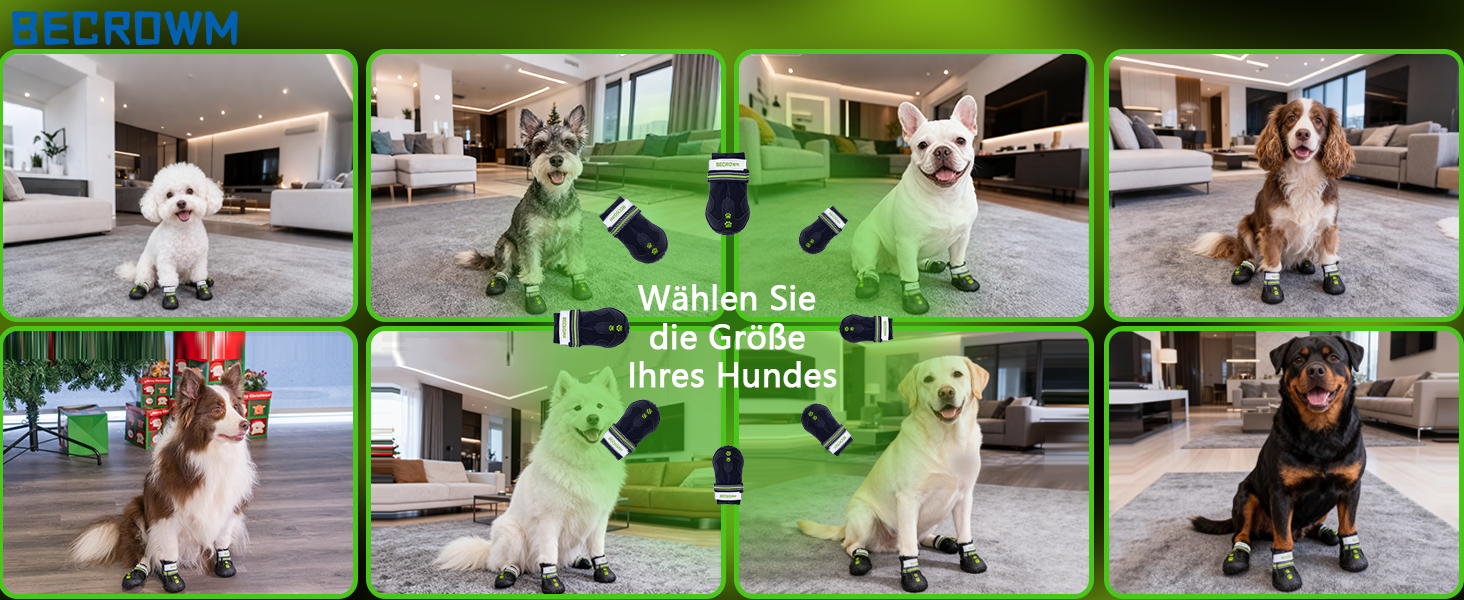 Водонепроникні антиковзні собачі чоботи з відбивачами, для дощу/снігу/бруду та прогулянок на природі, підходять для собак від маленьких до великих (Чорний, #1 (ширина 4,7 см) для 6,8–10 кг)