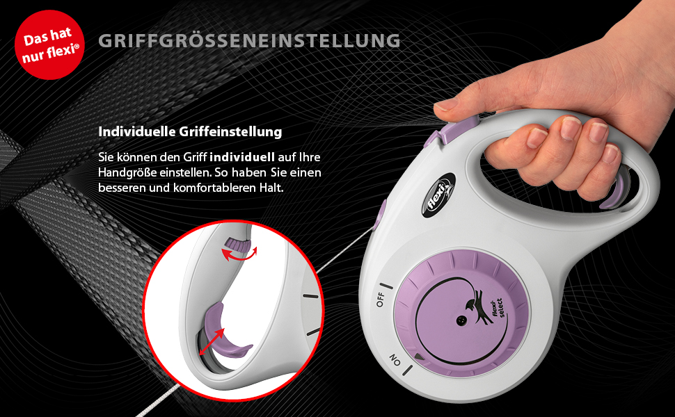 Flexi Select повідок для собак, чорний, 7 м, регулювання 0-7 м, до 25 кг