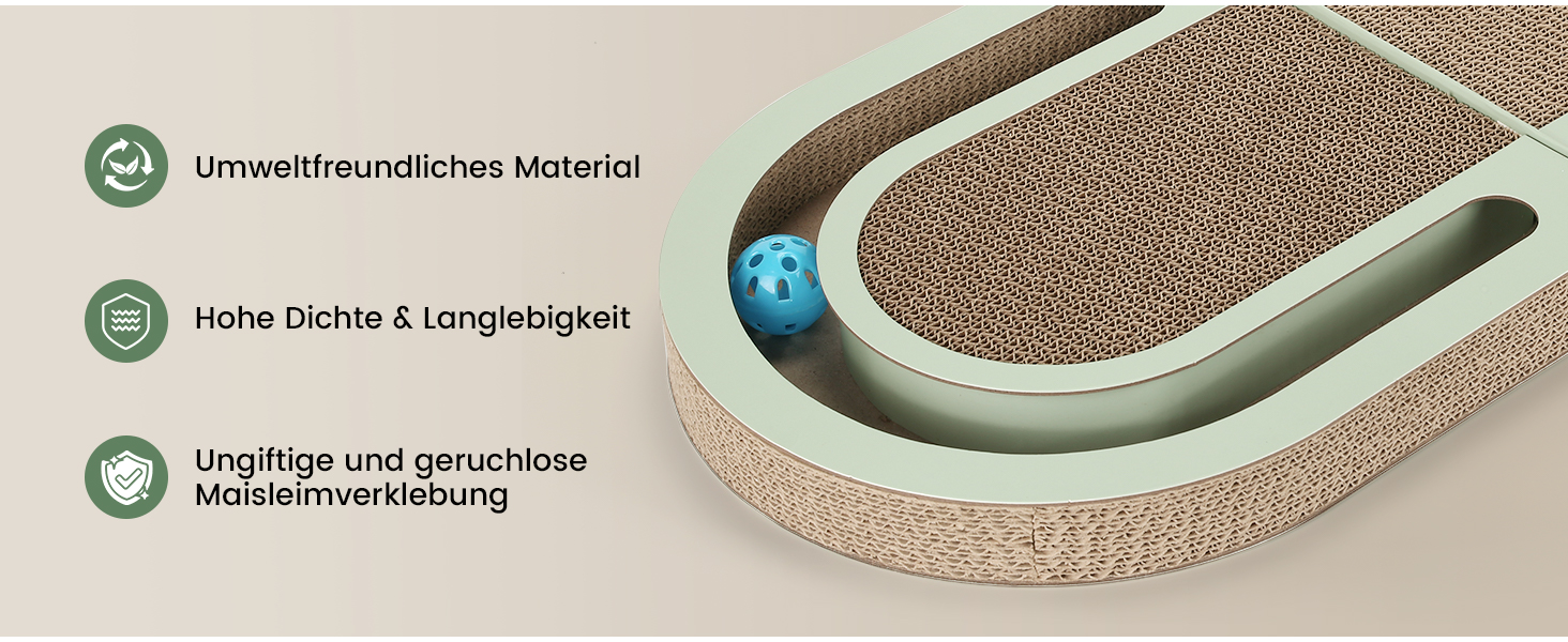 Кігтеточка PETTOM для котів з м'ячиком, двостороння, 66*30*4 см