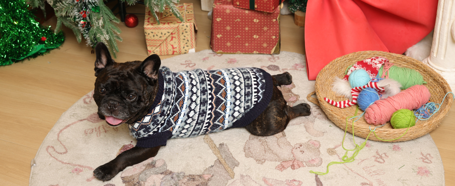 Теплий пуловер для собак - Boho стиль, різдвяний, з отвором для повідка, для чихуахуа, йоркширського тер'єра, джек-рассела, XS, колір кава