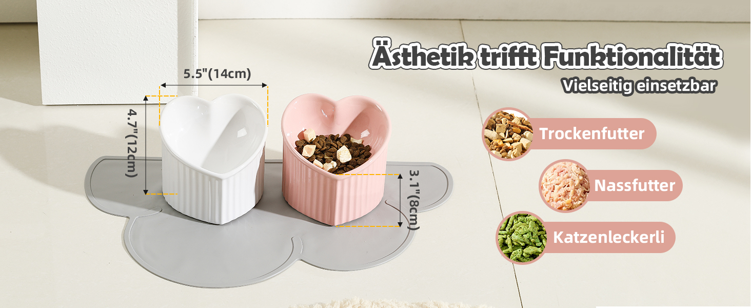 Набір мисок для котів Katzennapf Set: підняті миски, кераміка, проти ковзання, набір з 2 шт., зелений & темно-зелений