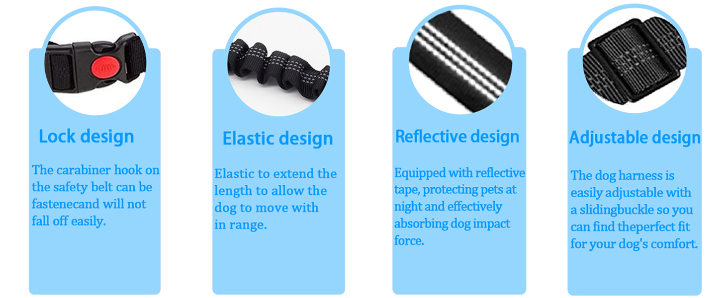 Нашийник для собак у багажник авто, фіксатор для транспортування, з амортизатором та карабіном, чорний, для всіх порід