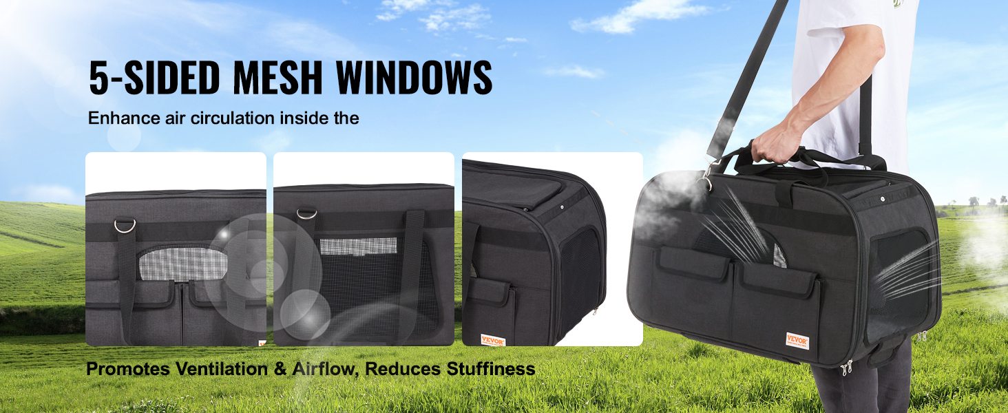 Тролей для собак VEVOR, 15.8 кг, чорний. Зручний рюкзак-переноска для собак, 600D Oxford, 4 колеса, для подорожей та вигулу