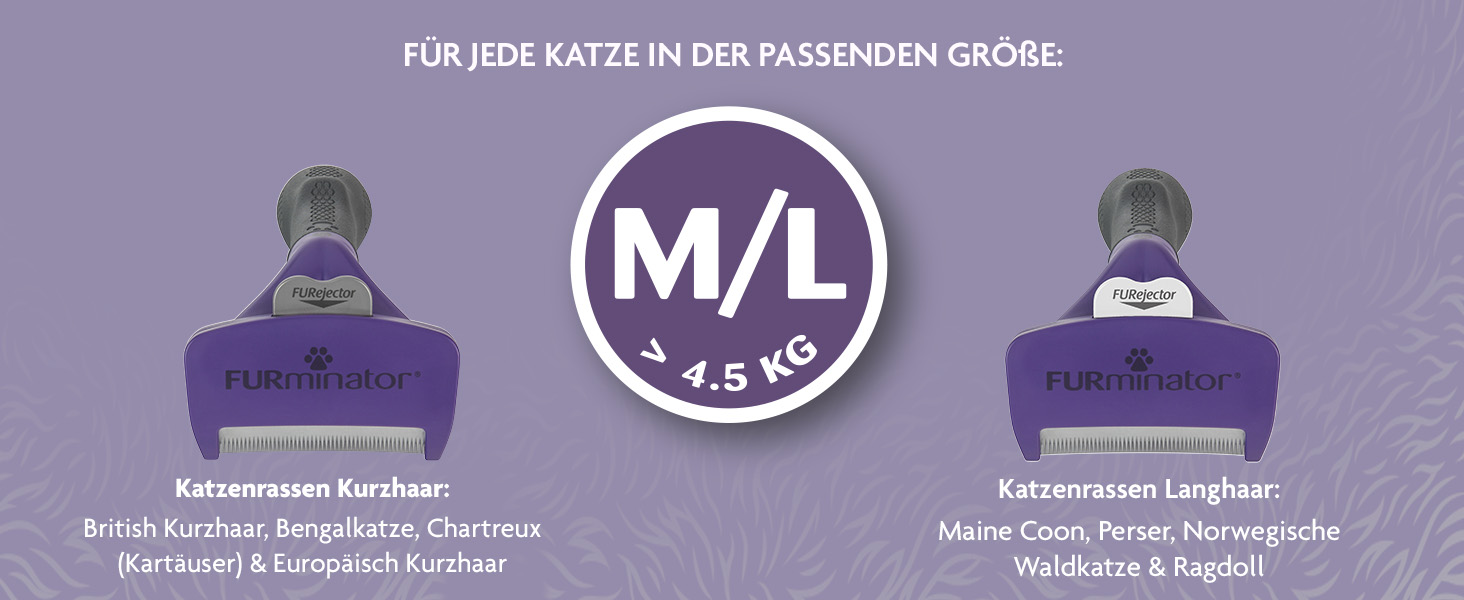 FURminator для котів S, для довгошерстих порід - скребок для вичісування підшерстка, екологічна упаковка