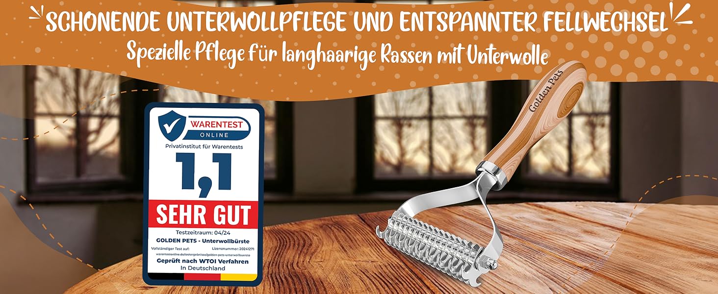 Двостороння щітка для собак та котів 2в1: щітка для підшерстка та гребінець для підшерстка, бамбук, розмір M-L