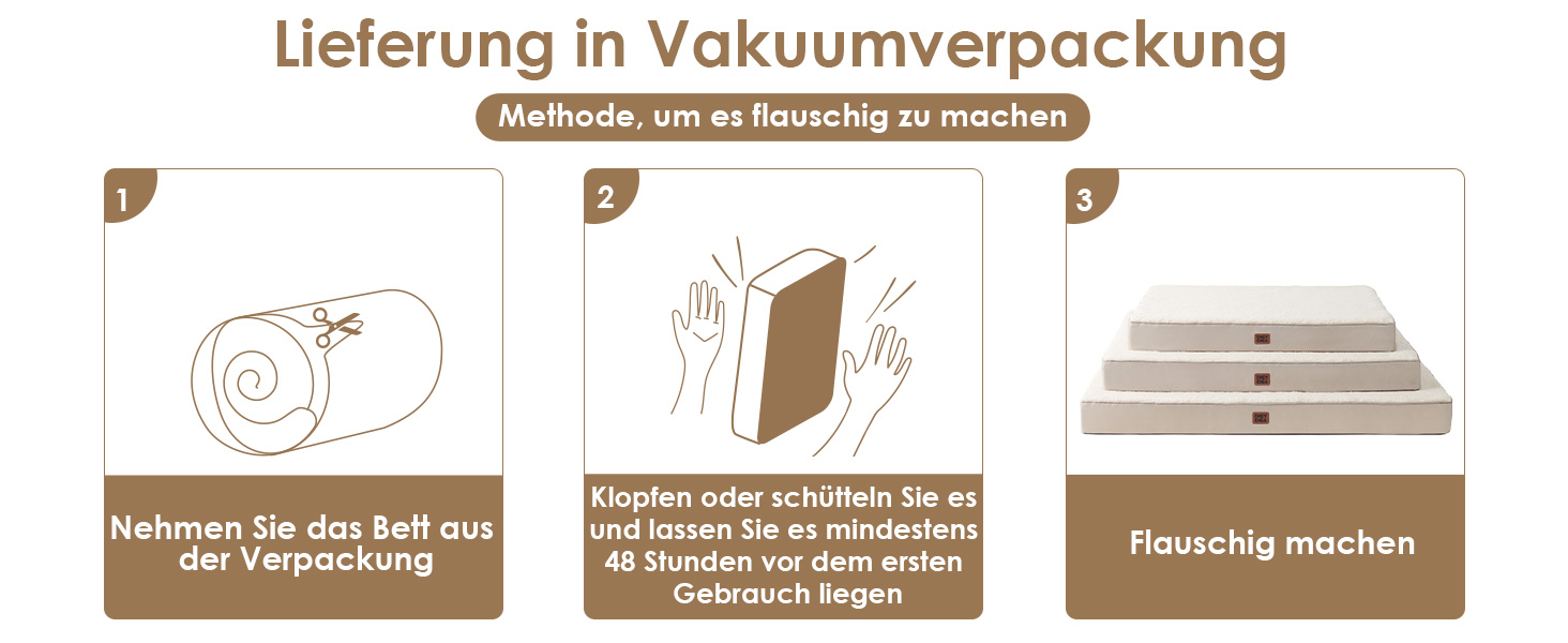 Ортопедичне ліжко для собак середніх порід EHEYCIGA 89x58x9 см, м'яке, знімний чохол, підходить для перевезення, Kamel