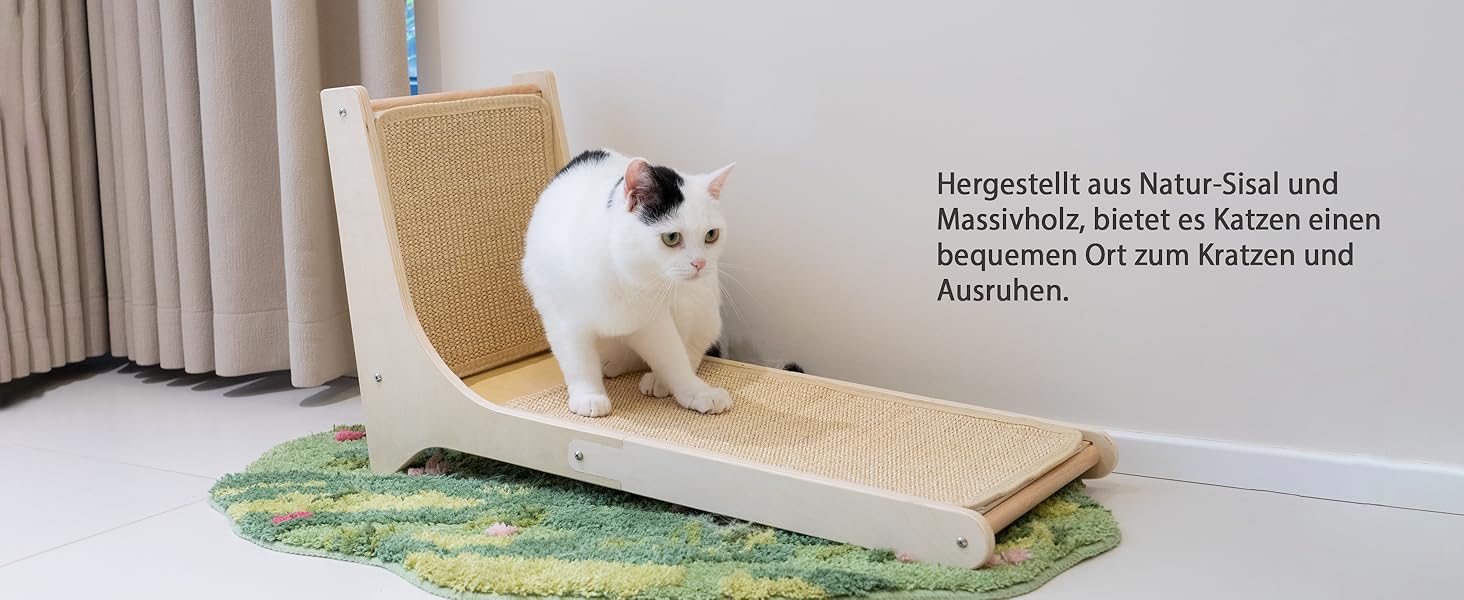 PETKARAY Котяче дряпальний борд з сизалю, 66 см, L-подібний, 105° вертикальна поверхня для дряпання, з іграшками, для стіни та кута