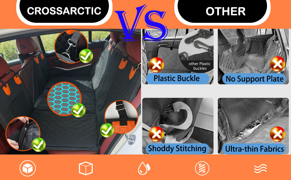 Водонепроникний килимок для собак у машину Crossarctic з жорсткою основою, захист від бруду та ковзання, для більшості авто та SUV