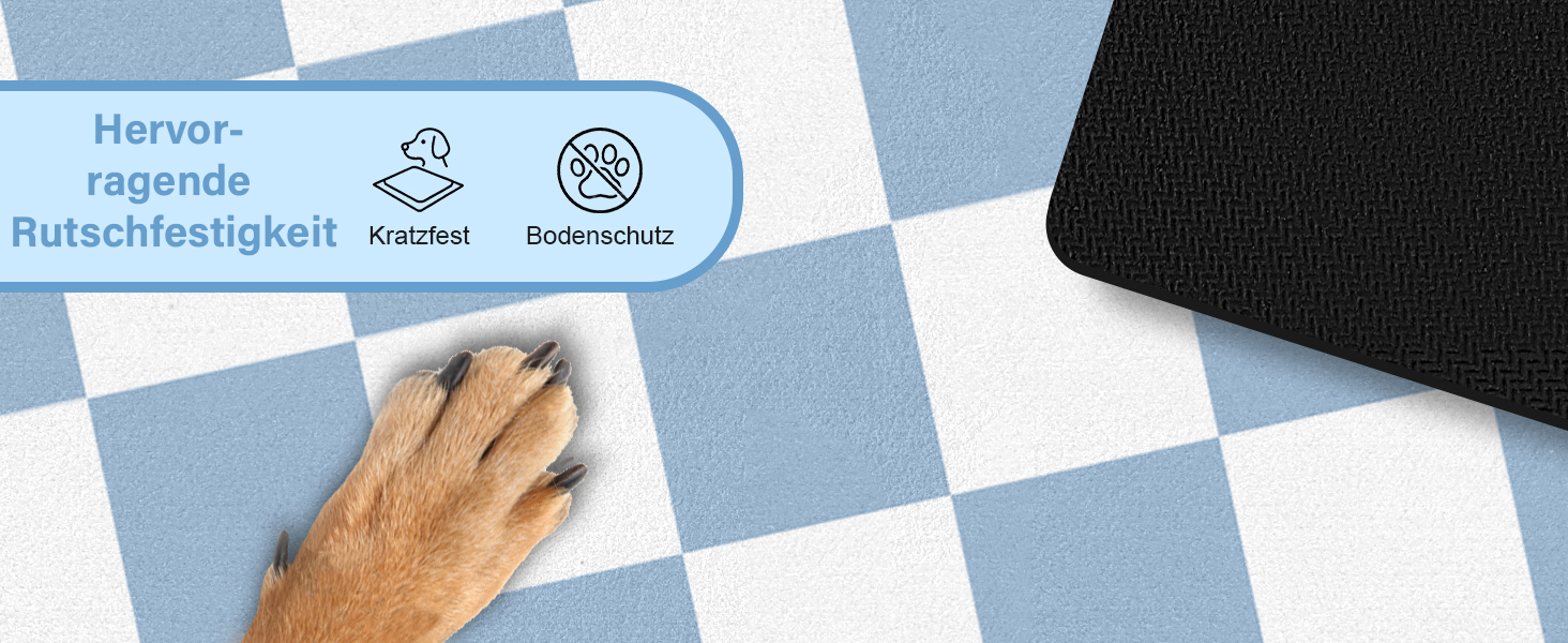 Килимок для котячого/собачого корму BLESWIN - антиковзаюча підстилка під миски для тварин, чорно-білий, 51x30,5 см