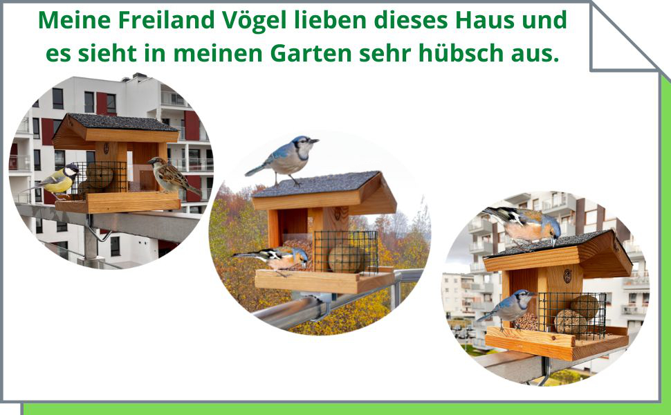 Дерев'яне годівничка для птахів STAFECO: для балкона, саду, з натурального дерева, ручної роботи