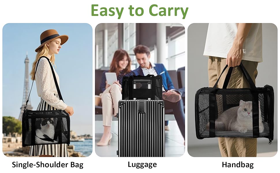 Транспортна сумка для кота/собаки, чорна. Складана переноска для тварин до 6 кг