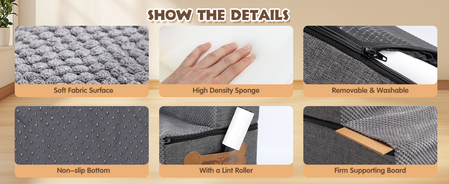 Східці для собак Nobleza - пандус для тварин з валиком для ворсу, 5 сходинок, підійде для котів та собак, для ліжка та дивану (4 сходинки)