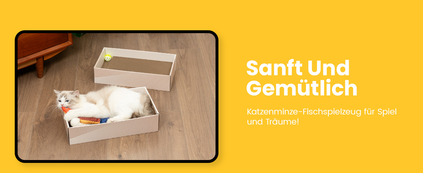 5-Piece Cat Scratch Box Set from Conlun: Large, Double-Sided Design, Interactive Openings, Durable Scratch Pad, Furniture Protector (White)