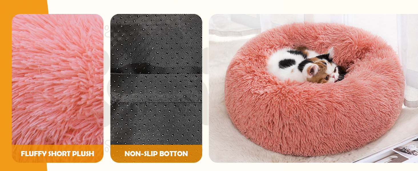 М'яке ліжко для собак та котів, корзина для собак, миється, подушка для собак 70 см, кругла корзинка для собак з плюшу, ліжко для собак та котів, для маленьких, середніх та великих собак, (Д 50 x Ш 50 x В 20 см, Рожевий)