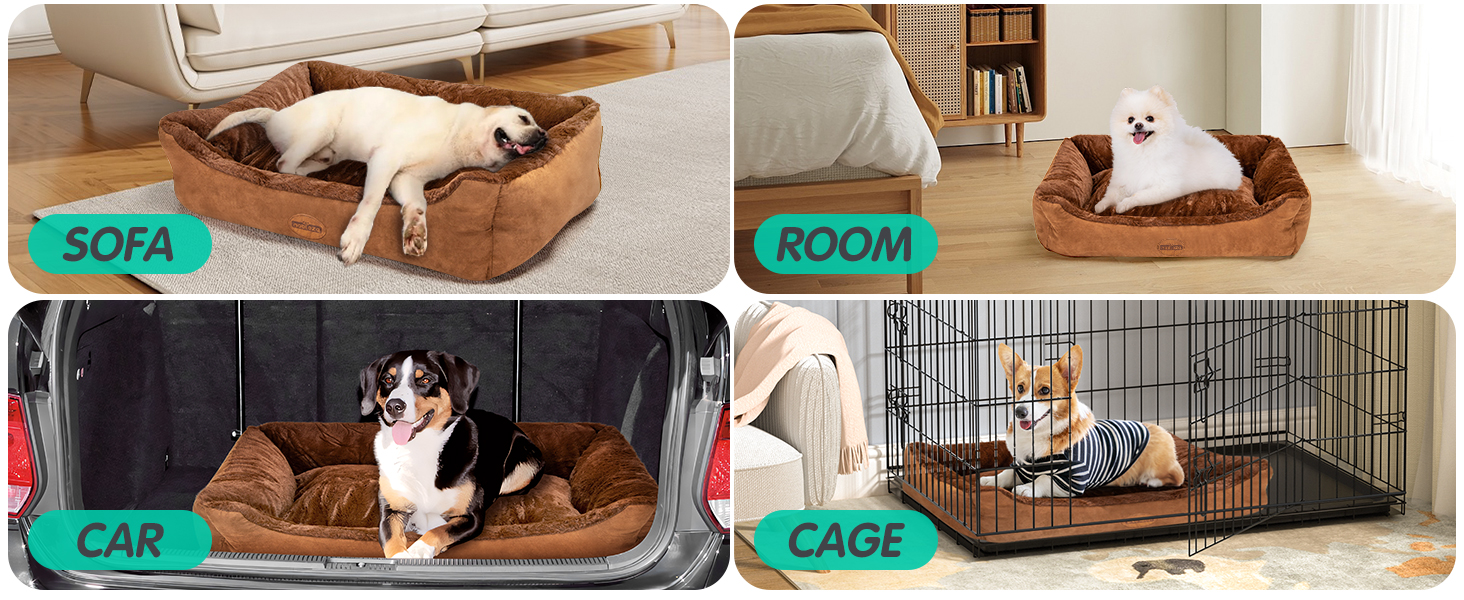 Ортопедичне ліжко для собак Nobleza, великі породи, XL, 110x75x20 см, коричневе, м'яке, антиковзаюче