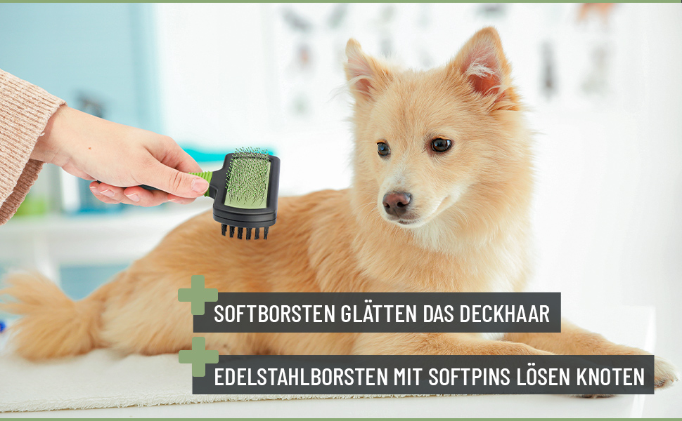 Щітка для собак та котів ReaVET, з функцією вичісування, для довгошерстих порід, велика (L), 2-в-1