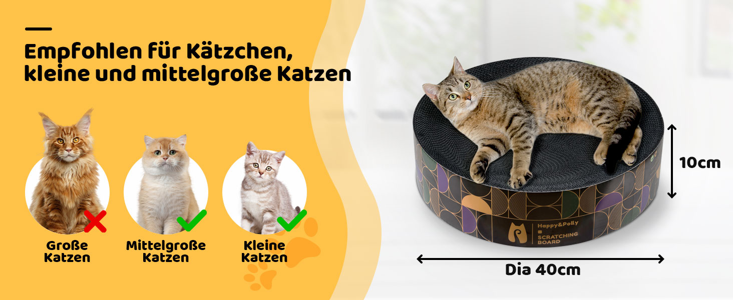 Кігтеточка Happy&Polly кругла з якісного картону, 2 в 1, двостороння, килимок для котів, іграшка, натуральний матеріал для сну/ігор/точіння кігтів, чорний колір, 40x40x10 см