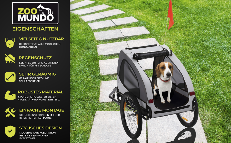 Причіп для велосипеда Zoomundo Buddy для собак, тюрквіс (сірий)