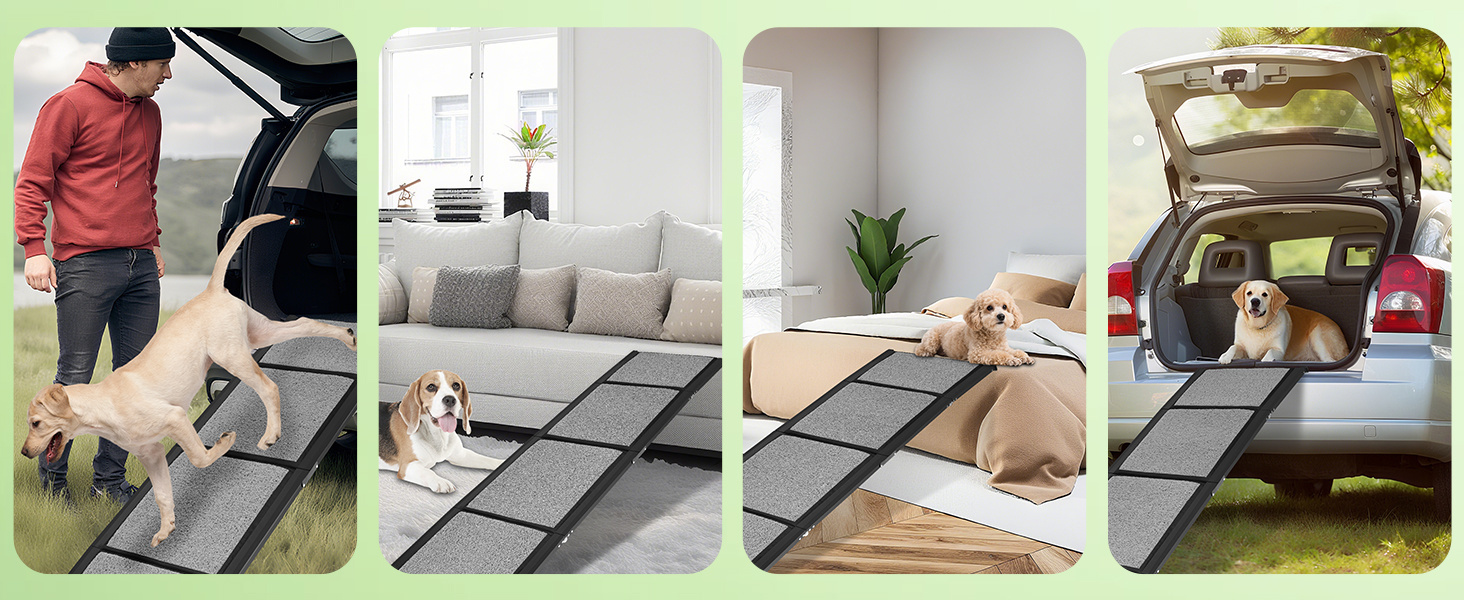 Східці для собак у машину, складані, 170x44 см, до 80 кг, алюміній, сірий