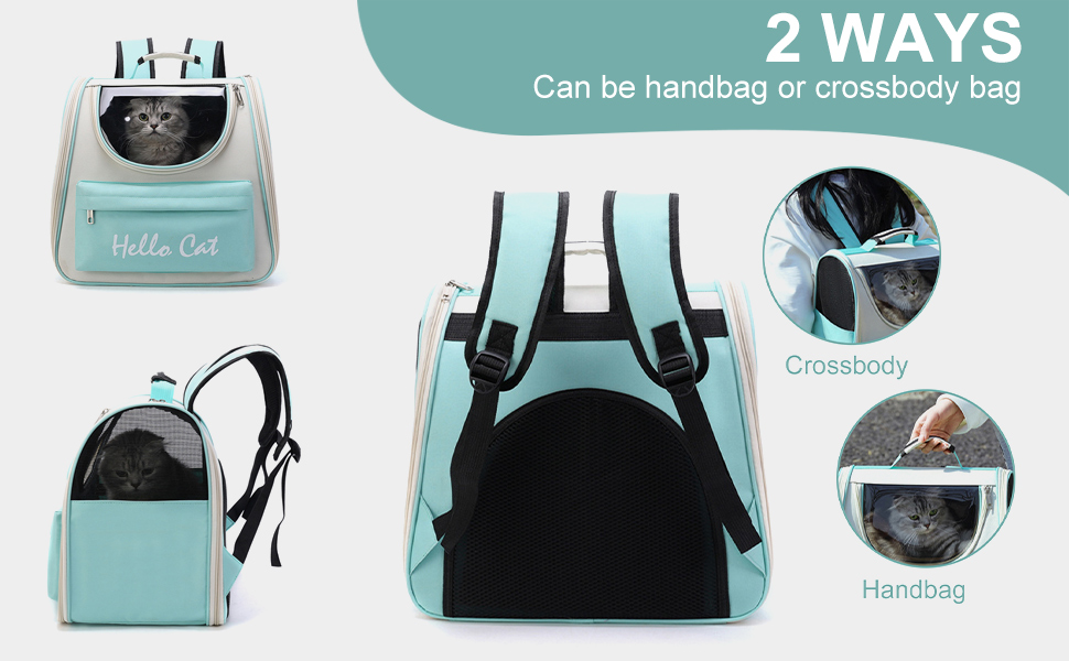 Рюкзак для кота та собаки PETCUTE з сіткою, дихаючий, з поводком, знімний килимок, блакитний