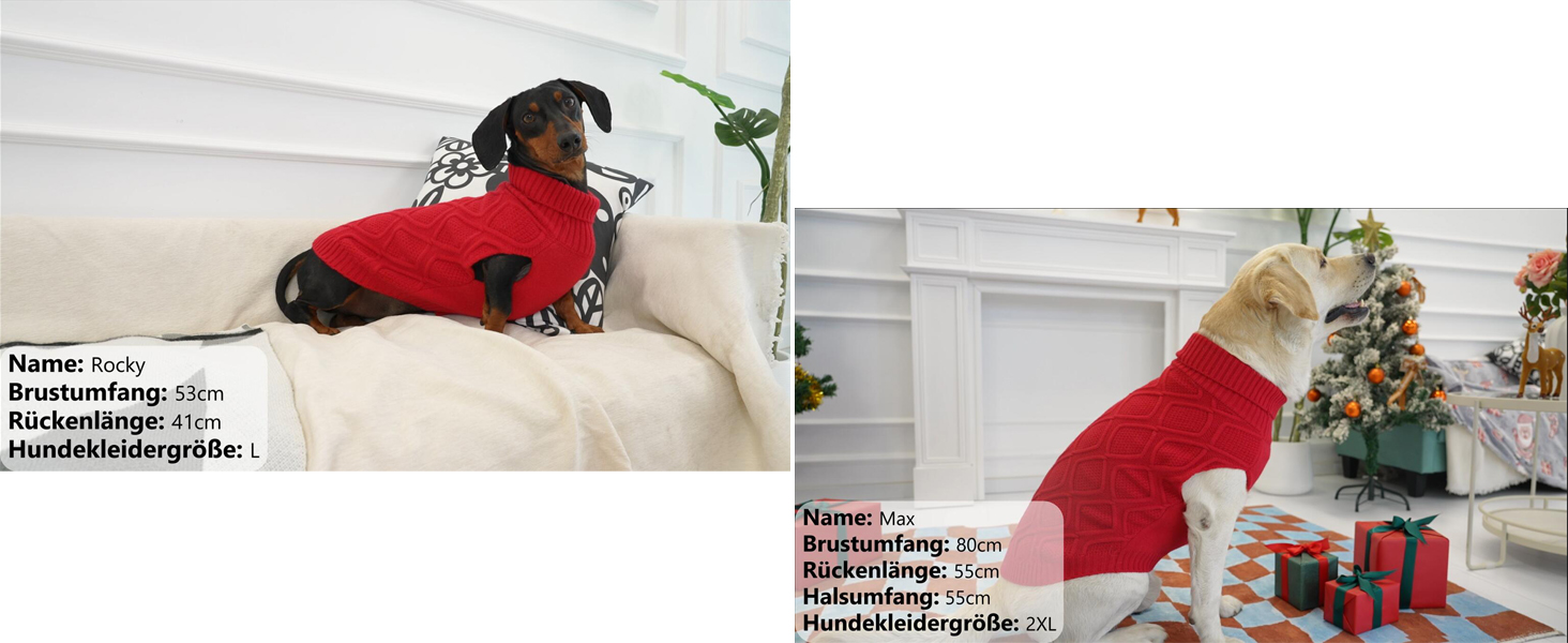 Світер для собак Konvinit, великі породи, зимовий, теплий, блакитний. XS-2XL, для Чихуахуа до Лабрадора, також для Такс. Об'єм грудей L: 53 см