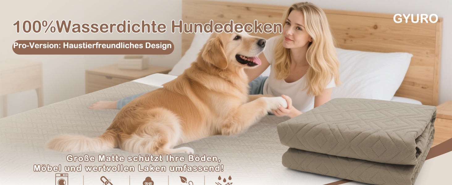 Водонепроникний килимок для собак Gyuro, двосторонній, міцний, для дивану та ліжка, миючий, для собак та котів (Темно-хакі + Хакі, 208*208 см)