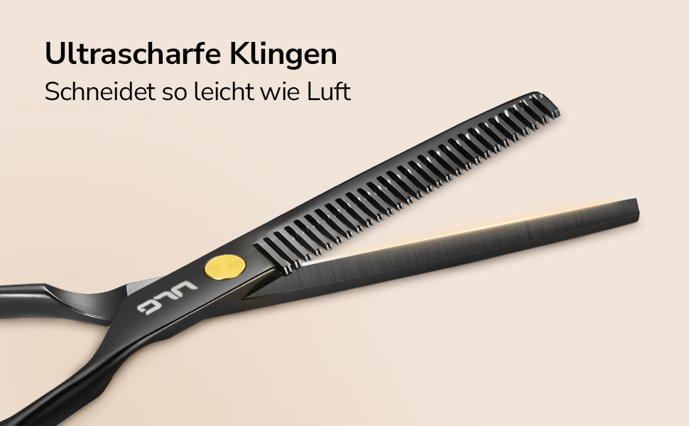 Професійний набір для стрижки волосся ULG - професійні барберські ножиці 16,5 см з японської нержавіючої сталі, витончуюча ножиця, гребінець, затискачі та етилуі - для чоловіків, жінок, дітей, чорний