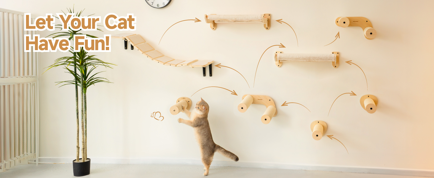 Сходи для котів Mewoofun на стіну – 2 шт. Кліматична стіна для котів з когтеточкою, сходи для лазіння (Стиль 2)