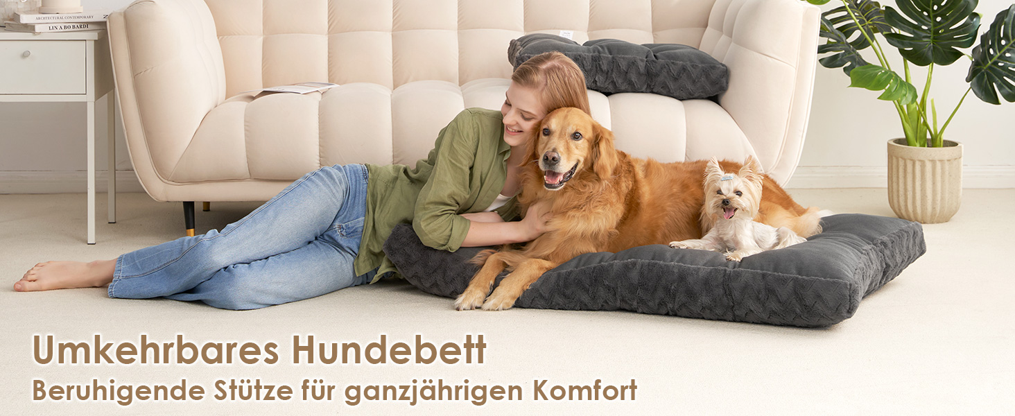 Килимок для собак великих порід EHEYCIGA, 104x68 см, XL, штучне хутро та льон, темно-сірий