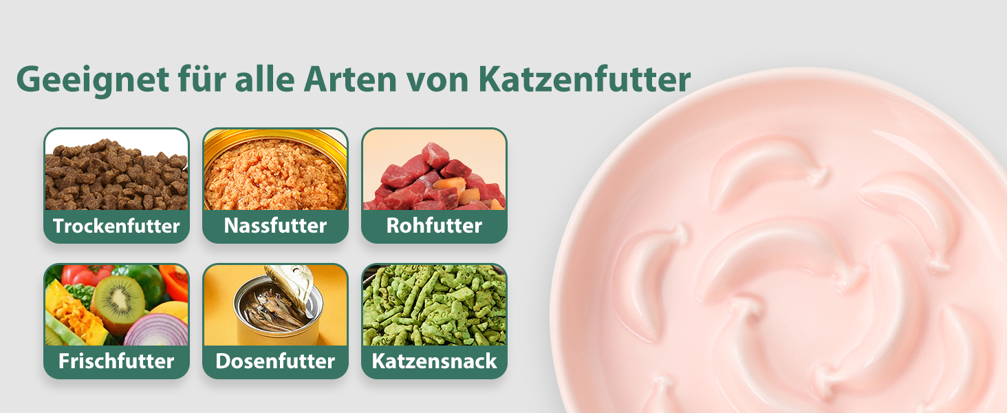 Набір мисок для котів Anti Schling Napf: 2 шт. з кераміки, для повільного годування, білі та блакитні