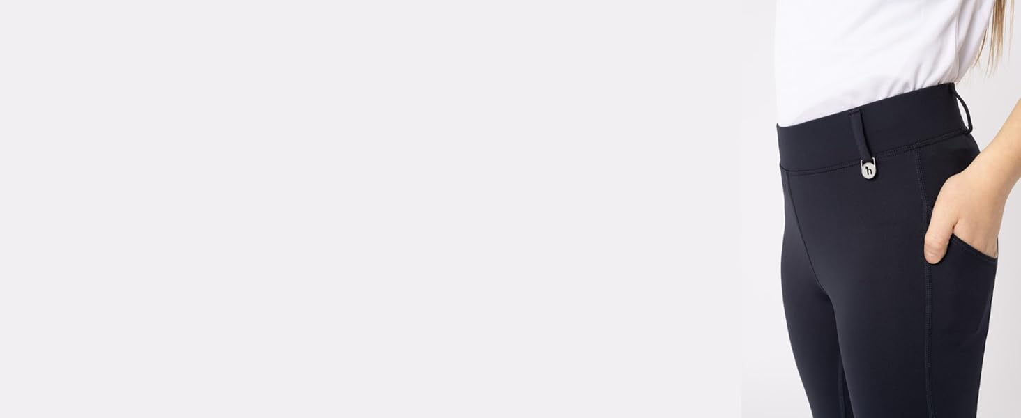 Дитячі верхові штани HORZE DEA, 122-128, Arctic Blue - повний обтиск, кишеня для телефону, петлі для ременя