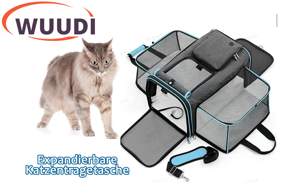 Транспортна переноска для кота Wuudi, складана сумка для собак, переноска для кота для подорожей літаком/автомобілем, дихаюча переноска для кота, маленькі собаки в авто