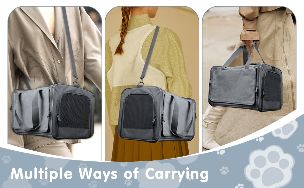 Транспортна сумка для кота та собаки Qoosea, складана переноска для домашніх тварин з регульованим плечовим ременем, сітчаста переноска для котів та собак малого та середнього розміру, сіра