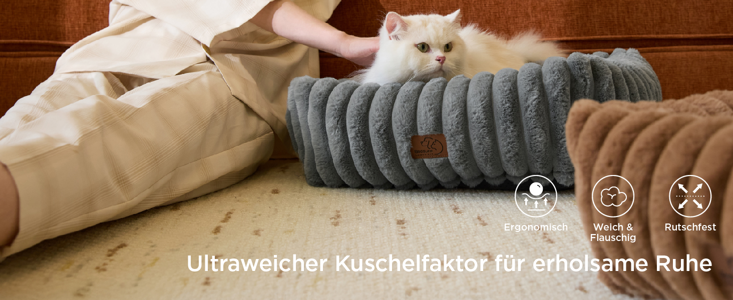 Крісло-лежанка для собак великих порід BEDSURE - ортопедичне, з м'яким флісовим покриттям, 109x76x20 см, коричневе