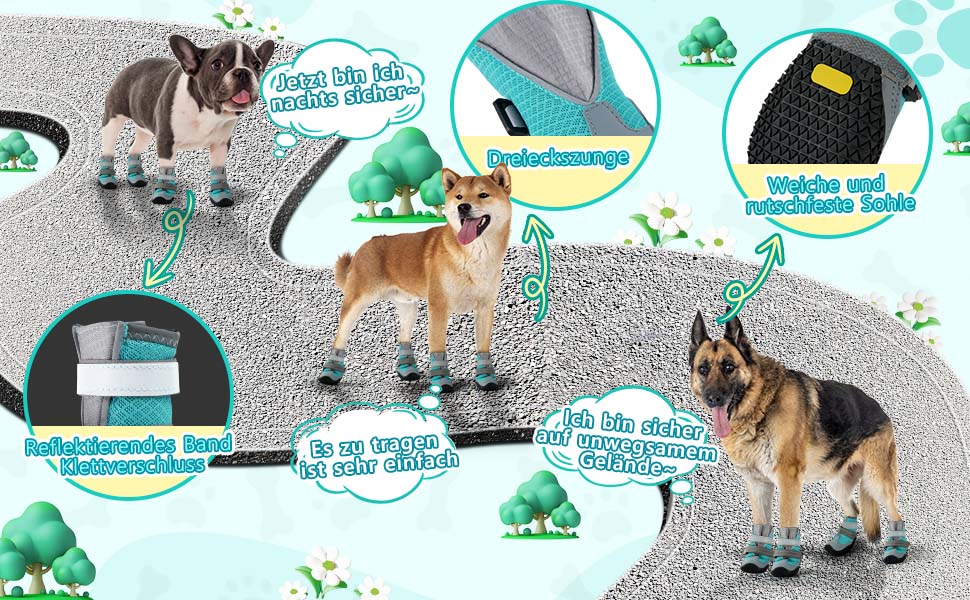 Водонепроникні чоботи для собак з відбиваючими смугами, захист лап, антиковзка гумова підошва, XL, блакитний