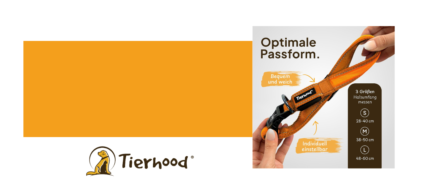 Світловідбиваючий нашийник для собак Tierhood - LED нашийник для маленьких та великих собак, оранжевий, розмір S (30-45 см)