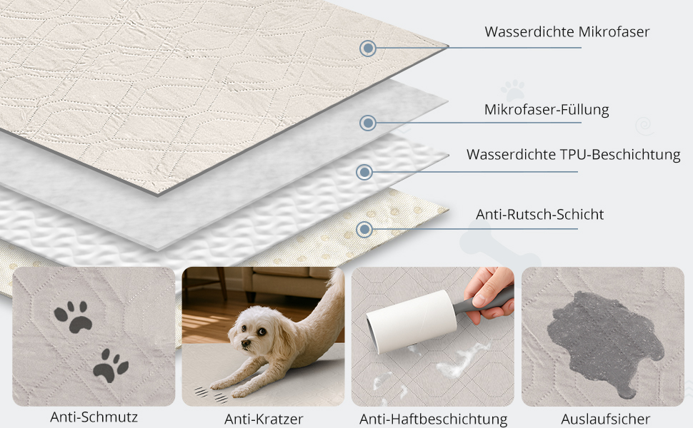 Водонепроникний килимок для собак, антиковзаюча підстилка для собак, захист дивану та ліжка, міцна підстилка для котів, підстилка для дивану, ліжка, авто, у дорогу, 137x208 см, кремовий