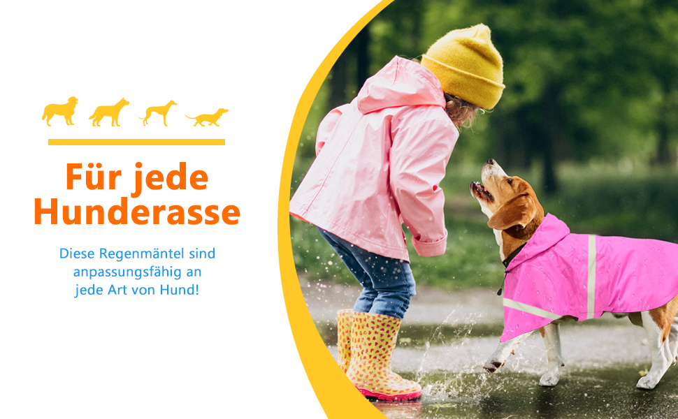 Дощовик для собак, дощовий плащ для собак з капюшоном, підходить для шлейки, легкий та світловідбиваючий, для середніх та великих собак (Помаранчевий XL)