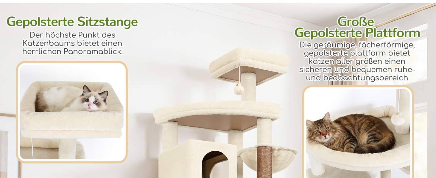Комплекс для котів Globlazer Beige XXL (203 см) для 4-6 великих котів: будиночок, платформа, іграшки