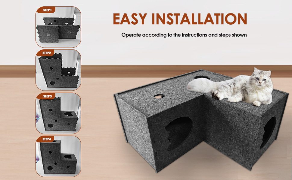 Туннель для котів Homegroove L-подібний, великий, з фільцу, інтерактивний, DIY, сірий