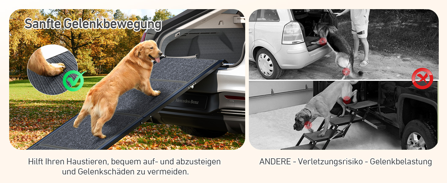 Східці для собак Hunderampe - складані, портативні, з антиковзким покриттям, для автомобілів, SUV та вантажівок (170x44 см)