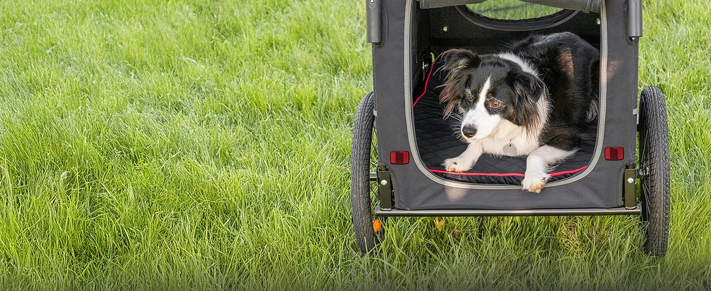 Легкий велосипедний візок для собак 2-в-1 – для собак вагою до 30 кг, складаний, з кулером, прапорцем безпеки та м'яким килимком, сумісний з електровелосипедами