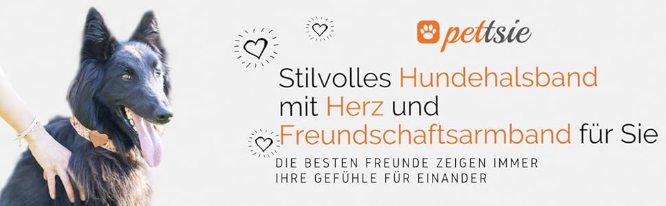 Нашийник для собак Pettsie з серцем та браслетом дружби, регульовані розміри S та M, зручний дизайнерський льон, міцний та довговічний, чудовий подарунок для любителів собак (35,6 - 50,8 см (M), Червоний)