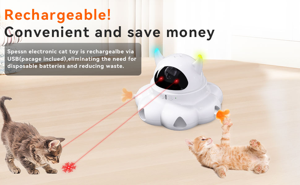 Інтерактивна іграшка для котів Spessn 2-в-1, електрична, USB, для розвитку інтелекту, підходить для кошенят та собак будь-якого віку
