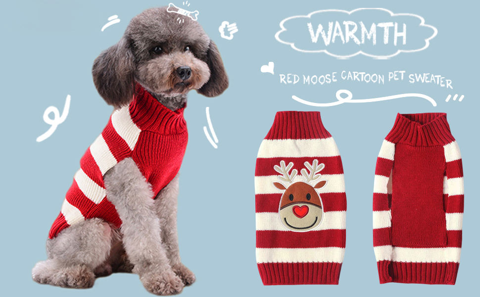 Пуловер для собак на Різдво: теплий в'язаний пуловер з візерунком оленя для собак та цуценят. Ідеальний костюм для святкування Різдва та подарунок для вашого улюбленця