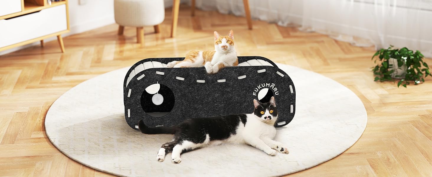 Кішка Будиночок FUKUMARU: Двошарове ліжко-печера з філцу, beige